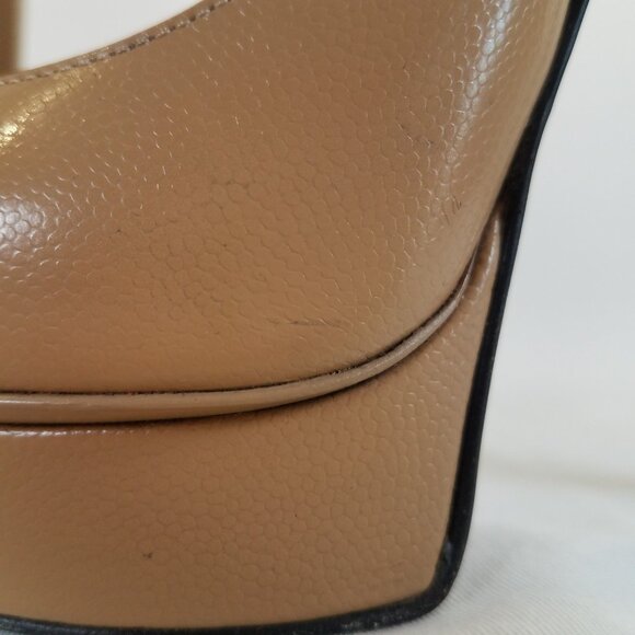 Saint Laurent Janis Platform Heels Tan SIZE 36  Dust Bags Pumps Pointed Leather - Picture 11 of 17